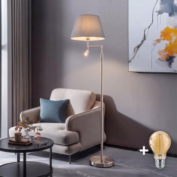 BRILAGI - LED Lámpara de pie CERIA 1xE27/60W/230V + LED/2,1W Ø 45 cm cromo mate/gris