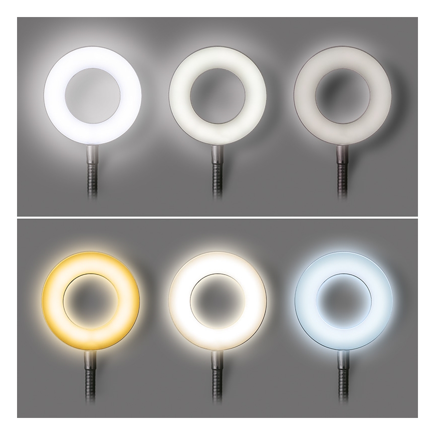 Brilagi -LED Lámpara de pinza regulable ORBELA LED/8W/5V 3000/4000/5000K negra