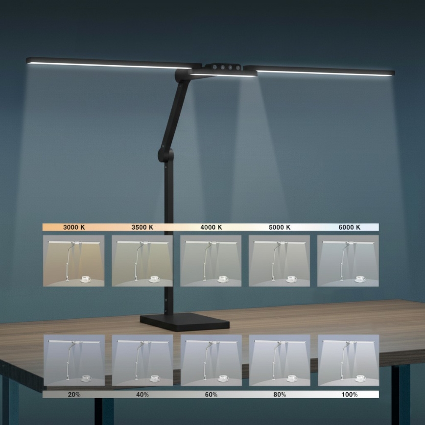 Brilagi - Lámpara de mesa LED regulable con control táctil VARIO LED/24W/230V 3000-6500K CRI 92 negra