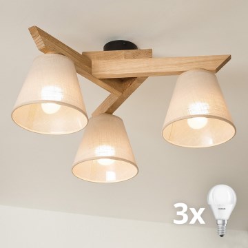 Brilagi - LED  Lámpara de techo ANTHONY 3xE14/40W/230V roble/beige
