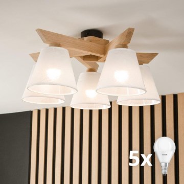 Brilagi - LED  Lámpara de techo ANTHONY 5xE14/40W/230V roble/blanco