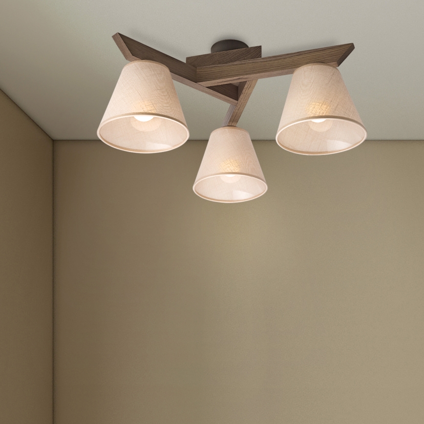 Brilagi - LED Lámpara de techo de superficie ANTHONY 3xE14/40W/230V roble/nogal/beige