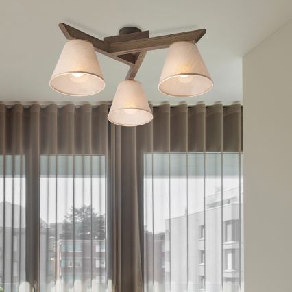 Brilagi - LED Lámpara de techo de superficie ANTHONY 3xE14/40W/230V roble/nogal/beige