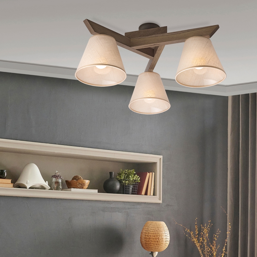 Brilagi - LED Lámpara de techo de superficie ANTHONY 3xE14/40W/230V roble/nogal/beige