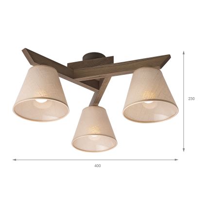 Brilagi - LED Lámpara de techo de superficie ANTHONY 3xE14/40W/230V roble/nogal/beige