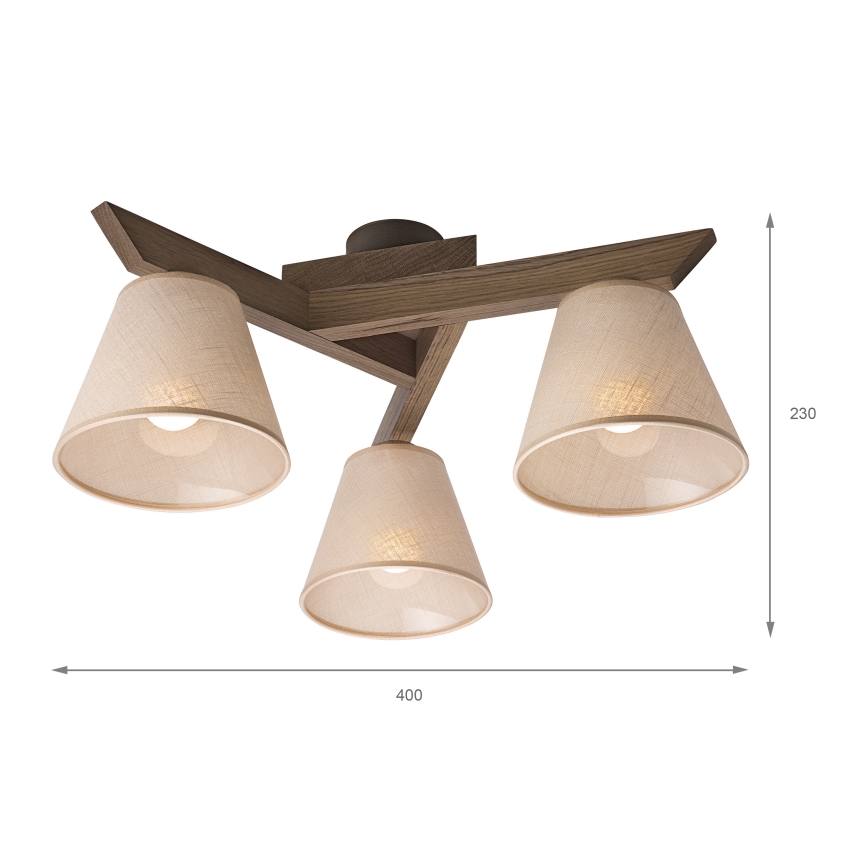 Brilagi - LED Lámpara de techo de superficie ANTHONY 3xE14/40W/230V roble/nogal/beige