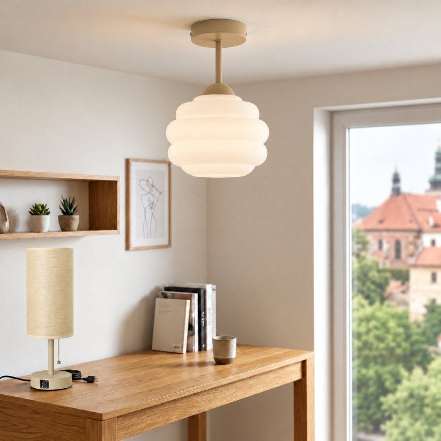 BRILAGI - LED Lámpara de techo de montaje superficial RETRO GLASS 1xE27/60W/230V Ø 20 cm beige/blanco
