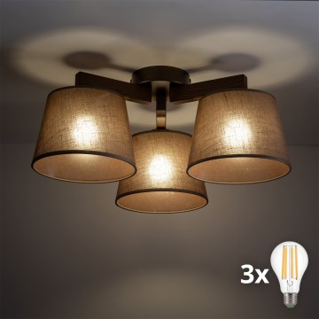 BRILAGI - LED Lámpara de techo de superficie LATTE 3xE27/15W/230V pino/marrón