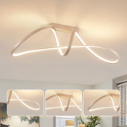 Brilagi - Plafón LED regulable TWISTER LED/60W/230V 3000-6000K beige + control remoto