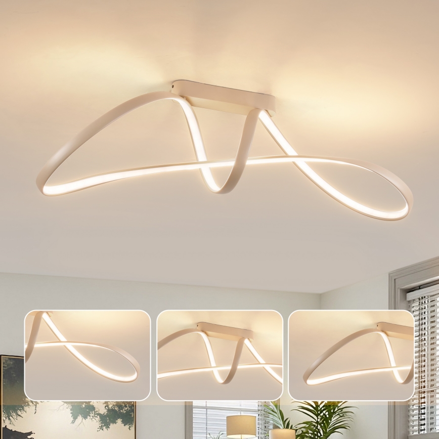 Brilagi - Plafón LED regulable TWISTER LED/60W/230V 3000-6000K beige + control remoto