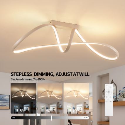 Brilagi - Plafón LED regulable TWISTER LED/60W/230V 3000-6000K beige + control remoto