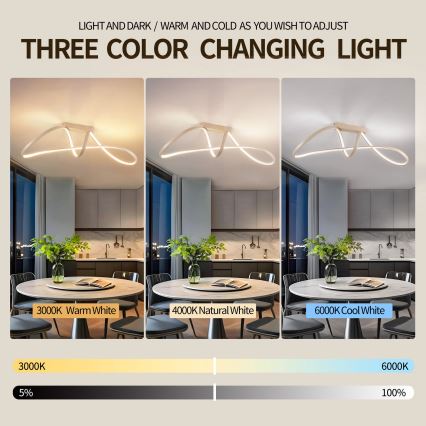 Brilagi - Plafón LED regulable TWISTER LED/60W/230V 3000-6000K beige + control remoto