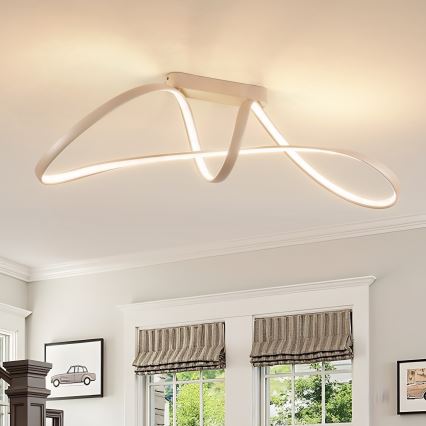 Brilagi - Plafón LED regulable TWISTER LED/60W/230V 3000-6000K beige + control remoto