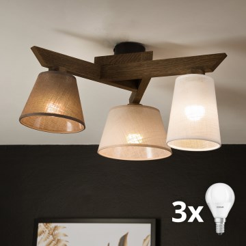 Brilagi - LED Lámpara de techo empotrada ANTHONY 3xE14/40W/230V roble nogal