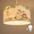 Brilagi - LED Lámpara de techo infantil con cable BOBO 1xE27/60W/230V Ø 35 cm blanco/jungla