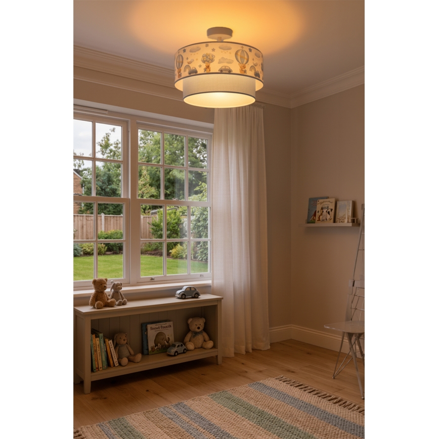 Brilagi - Lámpara de techo infantil LED BOBO 1xE27/60W/230V Ø 40 cm crema/azul/ositos
