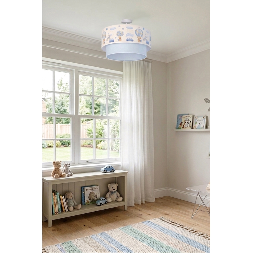 Brilagi - Lámpara de techo infantil LED BOBO 1xE27/60W/230V Ø 40 cm crema/azul/ositos