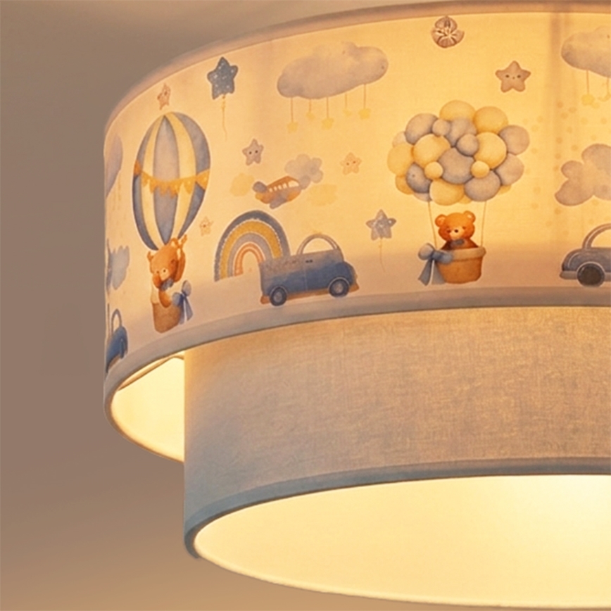 Brilagi - Lámpara de techo infantil LED BOBO 1xE27/60W/230V Ø 40 cm crema/azul/ositos