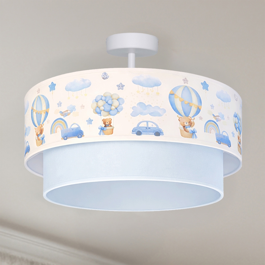 Brilagi - Lámpara de techo infantil LED BOBO 1xE27/60W/230V Ø 40 cm crema/azul/ositos