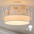 Brilagi-LED Lámpara de techo infantil de superficie BOBO 1xE27/60W/230V Ø 40 cm blanco/beige/animales