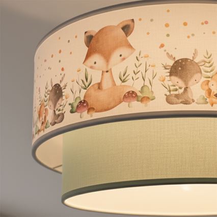 Brilagi - Lámpara de techo infantil LED BOBO de montaje en superficie 1xE27/60W/230V Ø 40 cm blanca/verde/con motivos de animales