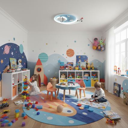Brilagi - Luminaria de techo infantil STARSHIP LED/64W/230V 3000/4500/6000K azul