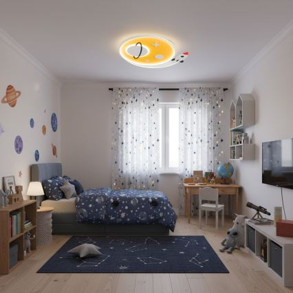 Brilagi -LED Lámpara de techo infantil STARSHIP LED/64W/230V 3000/4500K amarilla