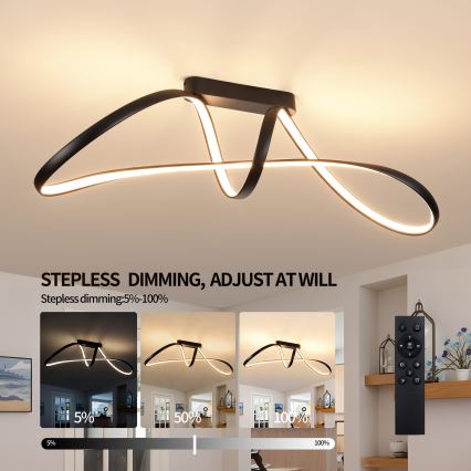 Brilagi - Lámpara LED regulable de montaje en superficie TWISTER LED/60W/230V 3000-6000K negra + mando a distancia