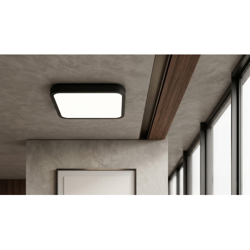 BRILAGI - Lámpara de techo LED para baño con sensor ZENNA LED/24W/230V 34,5x34,5 cm IP44 negro + mando a distancia