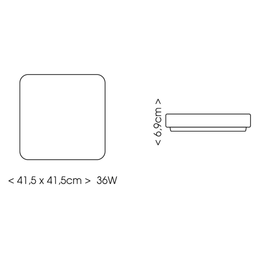 BRILAGI - Lámpara de techo LED para baño con sensor ZENNA LED/36W/230V 41,5x41,5 cm IP44 negra + control remoto
