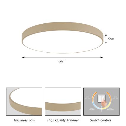 Brilagi - Plafón LED de techo POOL LED/100W/230V 3000/4000/6000K Ø 80 cm beige