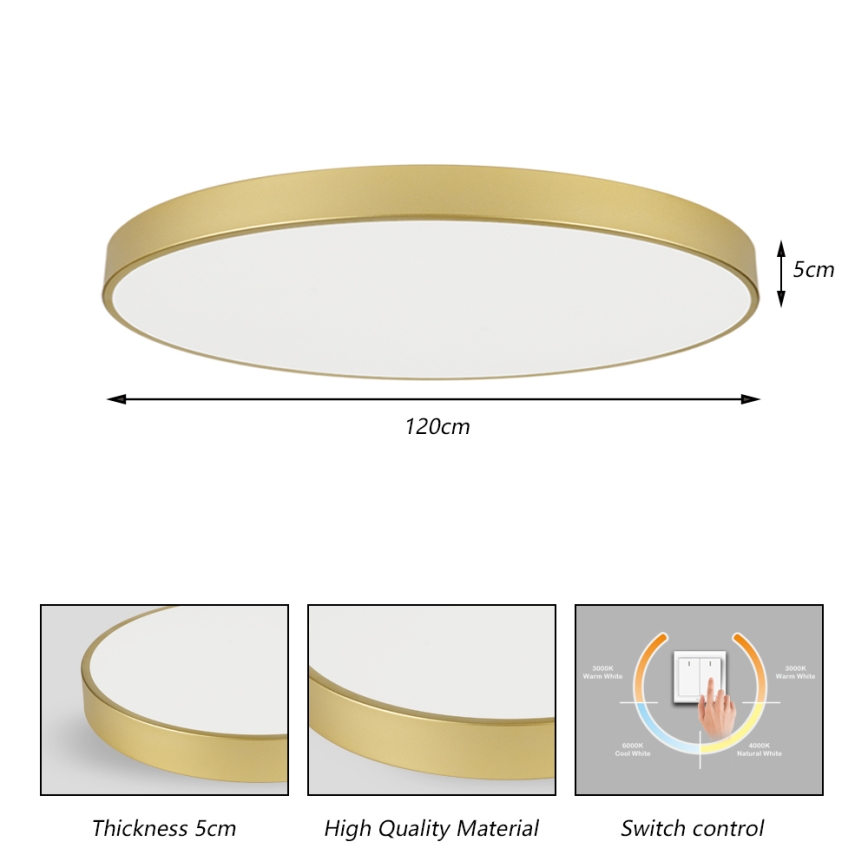 Brilagi - Luminaria de techo LED POOL 180W/230V 3000/4000/6000K Ø 120 cm dorada