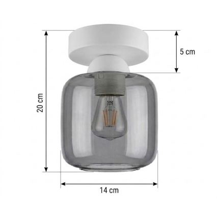 BRILAGI - LED Lámpara de techo RETRO GLASS 1xE27/60W/230V Ø 14 cm blanco/gris ahumado