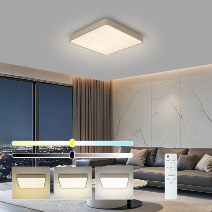 Brilagi - Luminaria de techo LED regulable POOL LED/48W/230V 3000-6000K 50x50 cm beige + mando a distancia