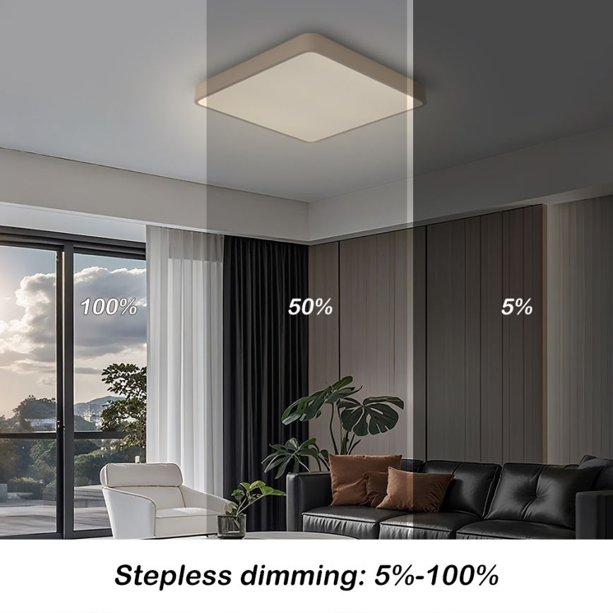 Brilagi - Luminaria de techo LED regulable POOL LED/48W/230V 3000-6000K 50x50 cm beige + mando a distancia