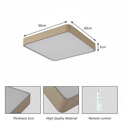 Brilagi - Luminaria de techo LED regulable POOL LED/48W/230V 3000-6000K 50x50 cm beige + mando a distancia
