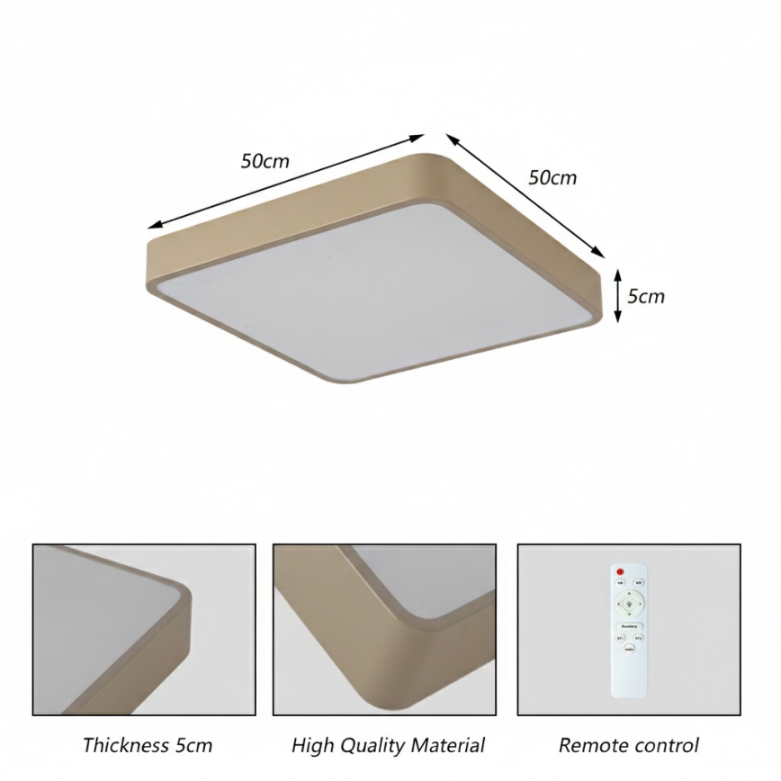 Brilagi - Luminaria de techo LED regulable POOL LED/48W/230V 3000-6000K 50x50 cm beige + mando a distancia