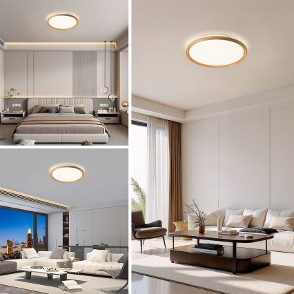 Brilagi - Luminaria de techo LED regulable RIVO LED/72W/230V 3000-6000K con acabado de madera Ø 50 cm + mando a distancia