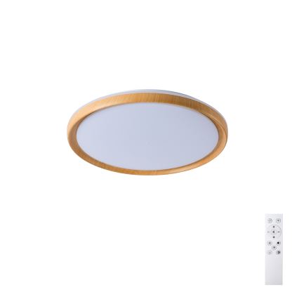 Brilagi - Luminaria de techo LED regulable RIVO LED/72W/230V 3000-6000K con acabado de madera Ø 50 cm + mando a distancia