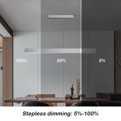 Brilagi - Lámpara suspendida por cable LED regulable SLEEKLINE SMART LED/40W/230V 3000-6000K Wi-Fi Tuya plateada + mando a distancia