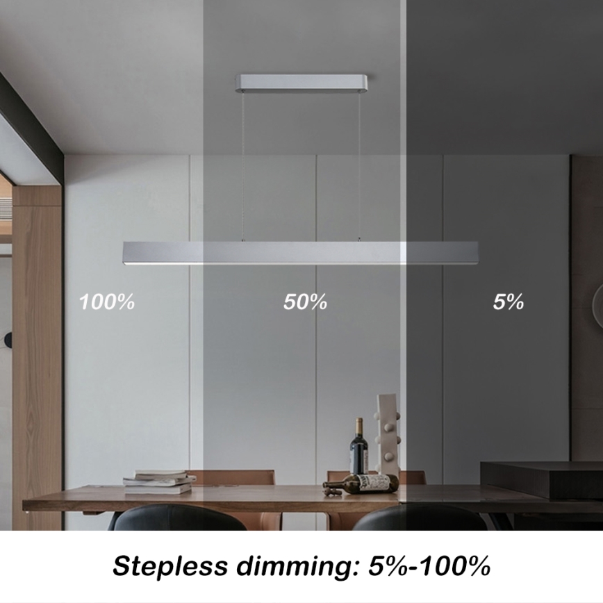 Brilagi - Lámpara suspendida por cable LED regulable SLEEKLINE SMART LED/40W/230V 3000-6000K Wi-Fi Tuya plateada + mando a distancia