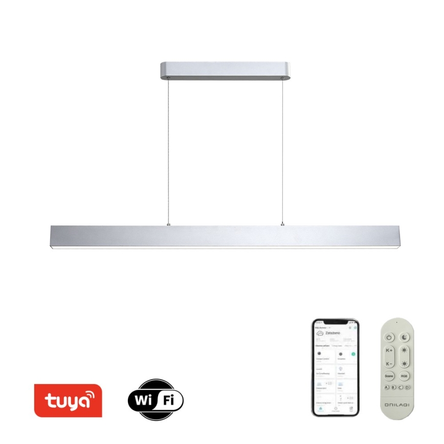 Brilagi - Lámpara suspendida por cable LED regulable SLEEKLINE SMART LED/40W/230V 3000-6000K Wi-Fi Tuya plateada + mando a distancia