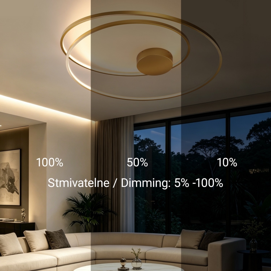 Brilagi - Lámpara de techo LED regulable TWISTER LED/105W/230V 3000-6000K diámetro 100 cm dorada + mando a distancia