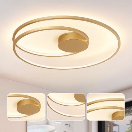 Brilagi - Lámpara de techo LED regulable TWISTER LED/105W/230V 3000-6000K diámetro 100 cm dorada + mando a distancia