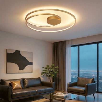 Brilagi - Lámpara de techo LED regulable TWISTER LED/105W/230V 3000-6000K diámetro 100 cm dorada + mando a distancia