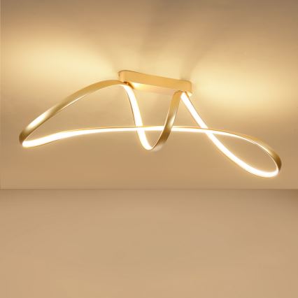 Brilagi - Lámpara de techo LED regulable de superficie TWISTER LED/60W/230V 3000-6000K dorada + mando a distancia