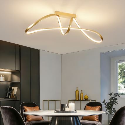 Brilagi - Lámpara de techo LED regulable de superficie TWISTER LED/60W/230V 3000-6000K dorada + mando a distancia
