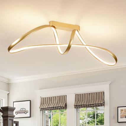 Brilagi - Lámpara de techo LED regulable de superficie TWISTER LED/60W/230V 3000-6000K dorada + mando a distancia