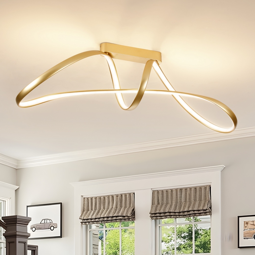 Brilagi - Lámpara de techo LED regulable de superficie TWISTER LED/60W/230V 3000-6000K dorada + mando a distancia