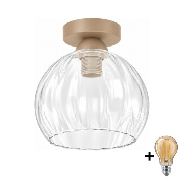 BRILAGI - LED Lámpara de techo RETRO GLASS 1xE27/60W/230V Ø 25 cm beige/transparente